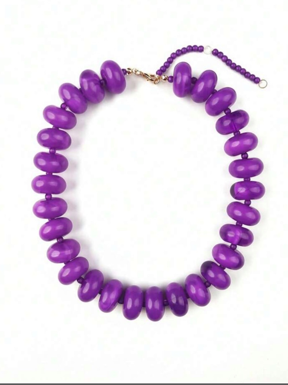 New! Deep Purple Resin Beaded Chunky Statement Necklace - Women’s Jewelry - Picture 6 of 9